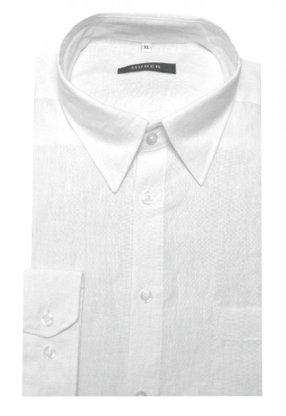 HUBER Hemd weiß 100% Leinen nachhaltig HU-0053 Regular Fit