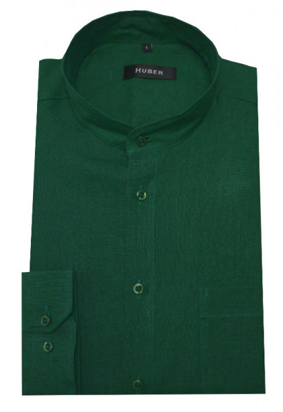 HUBER Stehkragen Leinen Hemd grün HU-0040 Regular
