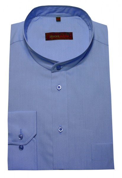Stehkragen Herren Hemd blau Langarm Regular Fit BP-0019