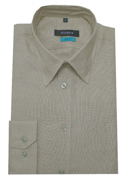 HUBER Leinen Hemd beige natur HU-0373 Slim Fit