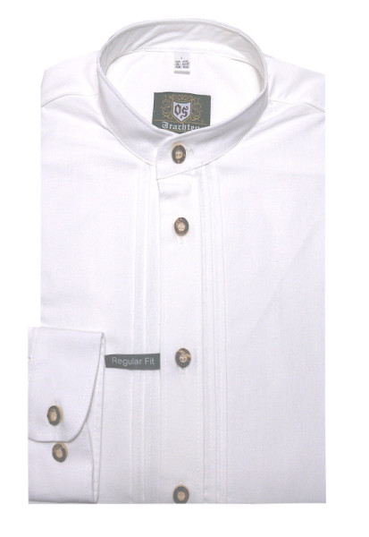 Orbis Stehkragen Trachten Schlupf-Hemd Pfoad weiß TH-0003 Regular Fit