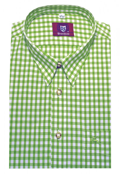 Orbis Trachten Hemd hellgrün kariert Krempelarm OS-0069 Regular Fit