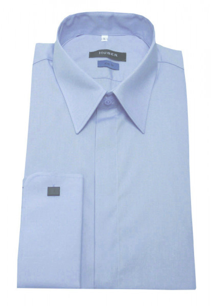 HUBER Umschlag-Manschetten Hemd blau HU-0363 Slim Fit