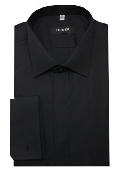 HUBER Smoking Hemd schwarz Kläppchen-Kragen Regular Fit HU-0022