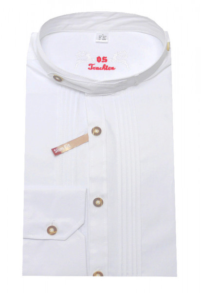 Slim Fit Stehkragen-Trachtenhemd von Orbis mit weiß Baumwollmischung