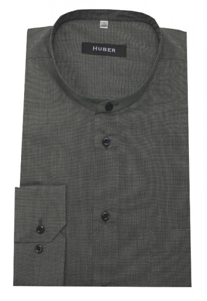 HUBER Hemd kurzer Stehkragen 2 cm grau Regular Fit HU-0603 Regular