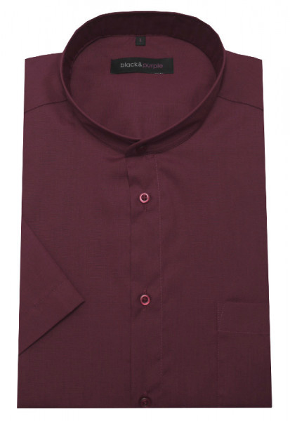 Stehkragen Hemd weinrot Kurzarm bügelleicht BP-0066 Regular Fit