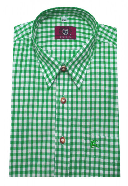 Orbis Trachten Hemd trachten-grün weiß kariert Langarm Kent OS-0065 Regular Fit