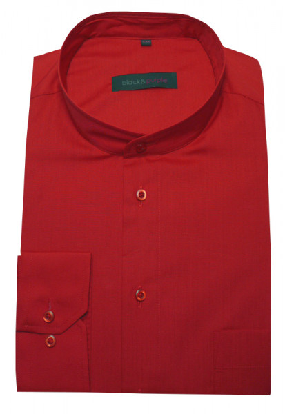 Stehkragen Hemd rot Stehbund Kragen von Black & Purple