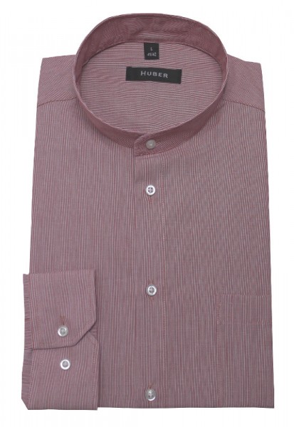 HUBER Stehkragen Hemd rot gestreift HU-0080 Regular