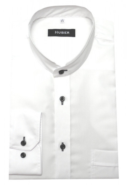 HUBER Stehkragen Hemd weiß HU-0456 Regular Fit