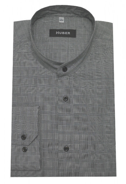 HUBER Stehkragen Hemd Glenn Check Karo grau HU-0165 Regular