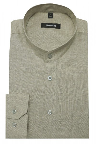HUBER Stehkragen Leinen Hemd beige natur HU-0045 Regular