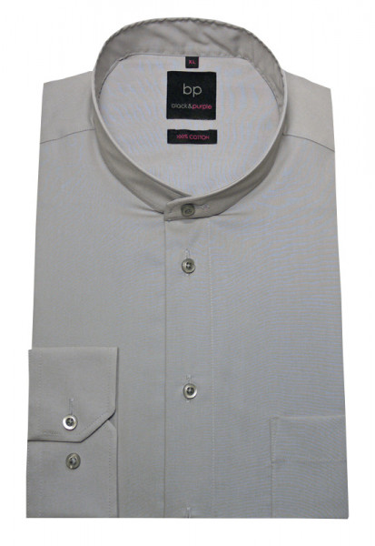 Stehkragen Hemd grau bügelleicht BP-0007 Regular Fit