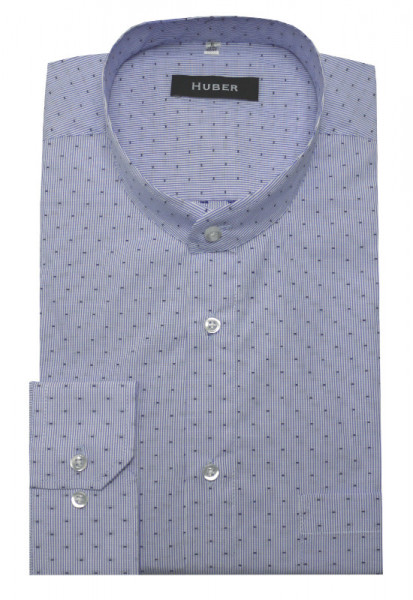 HUBER Stehkragen Hemd weiß blau gestreift HU-0078 Regular Fit