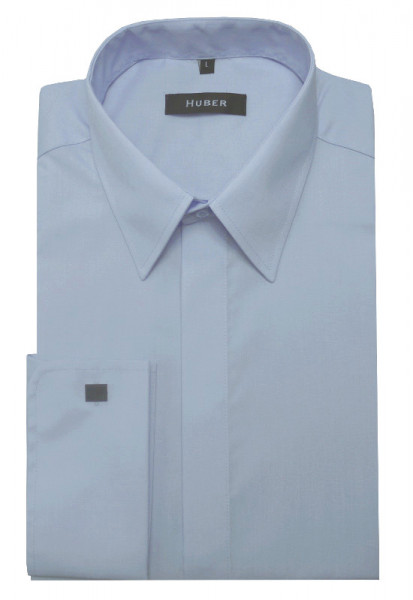 HUBER Umschlag-Manschetten Hemd hellblau HU-0018 Regular