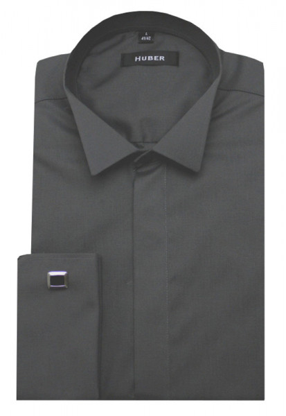 HUBER Smoking Hemd dunkelgrau anthrazit HU-0025 Regular
