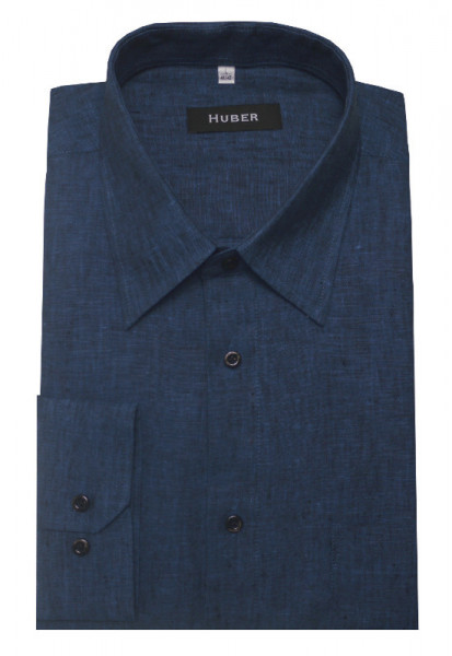 HUBER Hemd blau 100% Leinen nachhaltig HU-0058 Regular