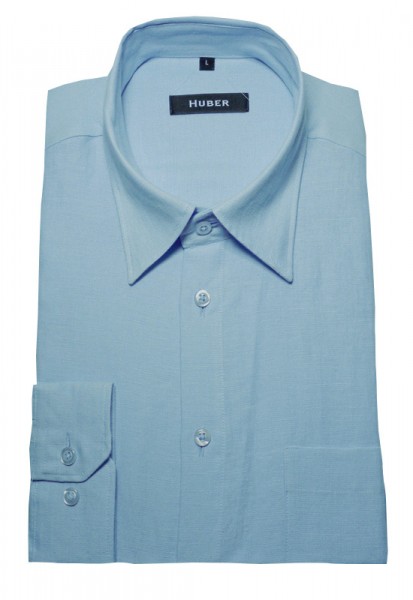 Leinen Hemd blau hellblau von HUBER Kent-Kragen