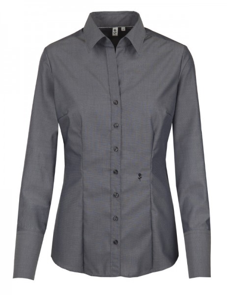 Damen Bluse grau bügelfrei Seidensticker Schwarze Rose Slim