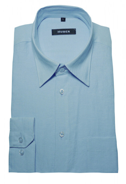 HUBER Hemd blau hellblau 100% Leinen nachhaltig HU-0054 Regular