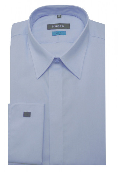 HUBER Umschlag-Manschetten Hemd blau HU-0363 Slim Fit