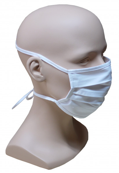 Gesicht Mund Nase Maske weiß mit Bindeband Baumwolle 2-lagig waschbar HU-8201