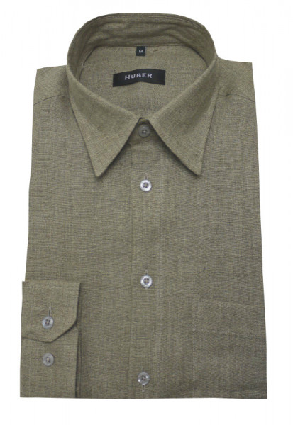 Leinen Hemd beige natur dunkel von HUBER Kent-Kragen