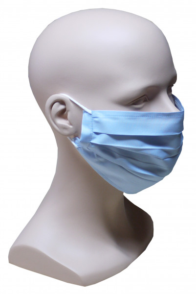 Mund Nase Maske hellblau feiner Stoff Sommer 1-lagig waschbar HU-7103