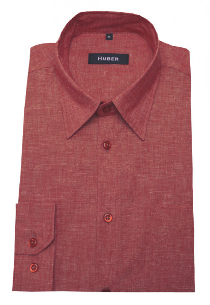 HUBER Leinen Hemd rot Halbleinen HU-90421 Regular