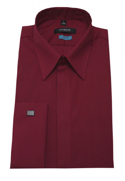 Umschlag-Manschetten Hemd wein-rot Slim Fit von HUBER