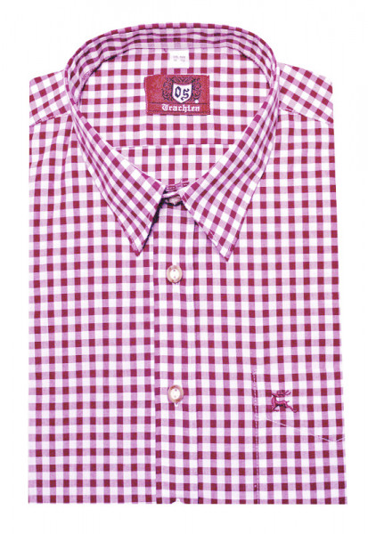 Orbis Trachten Hemd pink-rotton kariert Krempelarm OS-0070 Regular