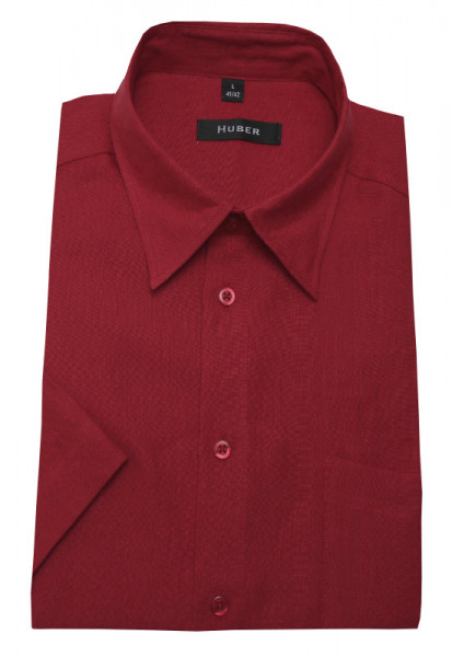 HUBER Leinen Hemd rot Kurzarm HU-0105 Regular