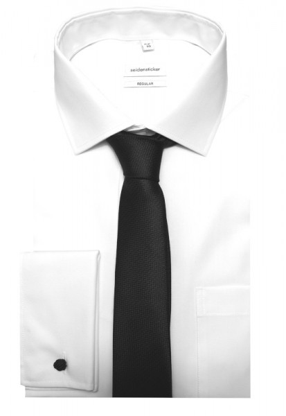 Seidensticker Umschlag-Manschetten Hemd weiß inkl. Krawatte u. Mansch.knopf SP-2080 Regular Fit