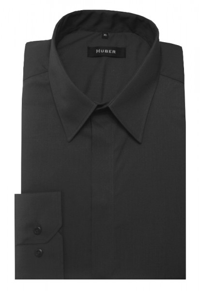 HUBER Festliches Hemd grau verdeckte Leiste HU-0083 Regular