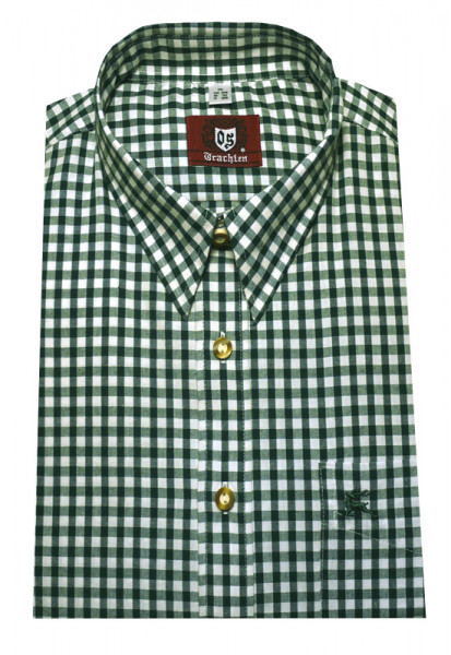 Orbis Trachtenhemd grün kariert Krempelarm OS-0067 Regular Fit