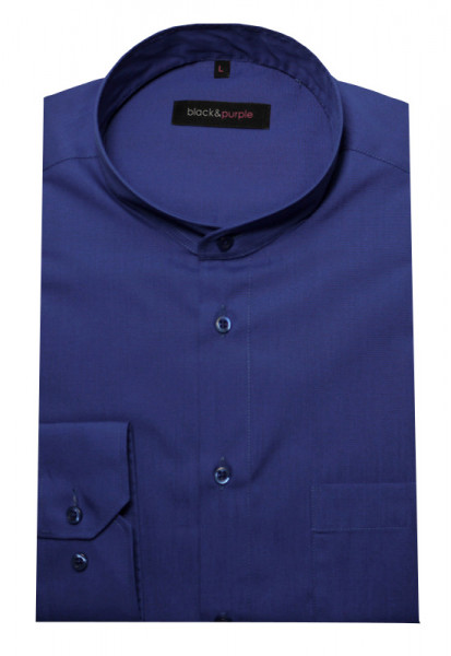 Stehkragen Hemd royal-blau Stehbund Kragen von Black & Purple