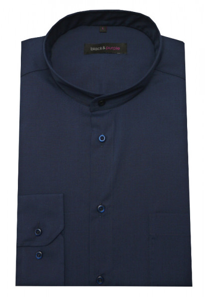 Stehkragen Hemd marine blau bügelleicht BP-0010 Regular Fit