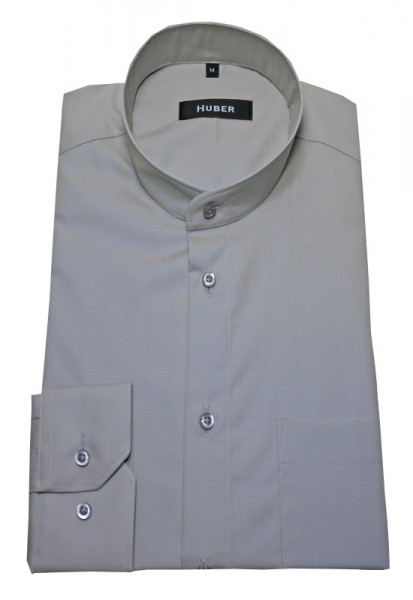 HUBER Stehkragen Hemd grau HU-0007 Regular