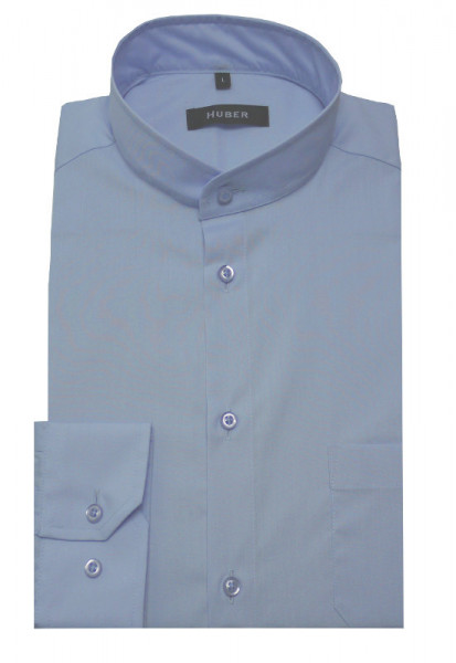 HUBER Stehkragen Hemd hellblau Regular Fit bügelleicht HU-0658