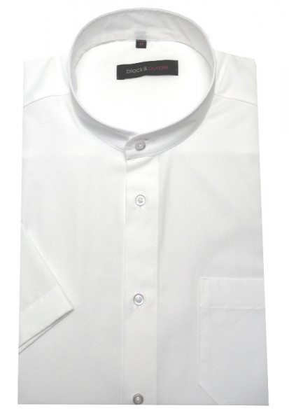 Stehkragen Hemd weiss Kurzarm bügelleicht BP-0060 Regular Fit