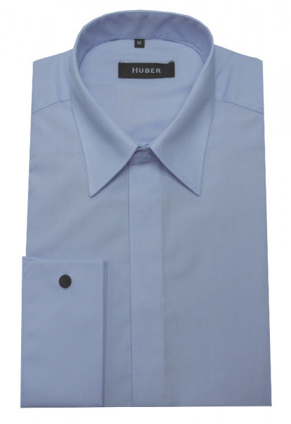 HUBER Umschlag-Manschetten Hemd blau HU-0018 Regular