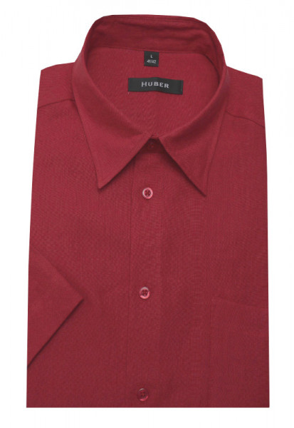 HUBER Leinen Hemd rot Kurzarm HU-0105 Regular