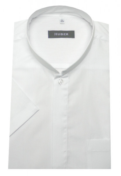 HUBER Mandarin Japan Stehkragen Kurzarm Hemd weiß HU-0591 Regular