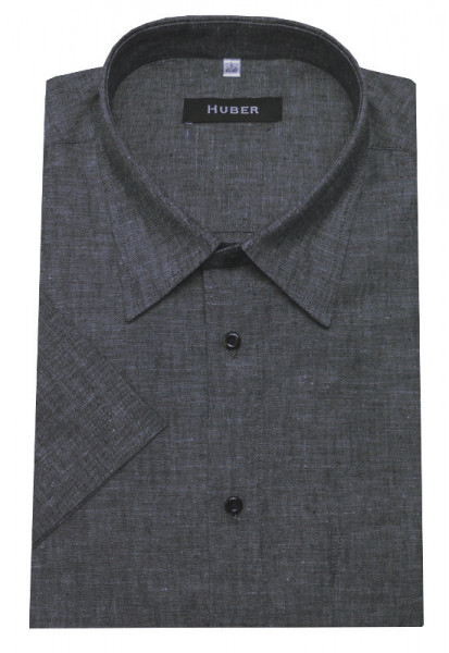 HUBER Leinen Kurzarm Hemd grau HU-90141 Regular
