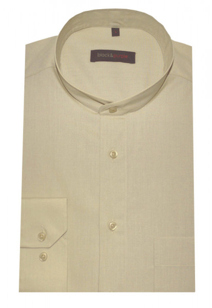 Stehkragen Hemd beige camel bügelleicht BP-0031 Regular Fit