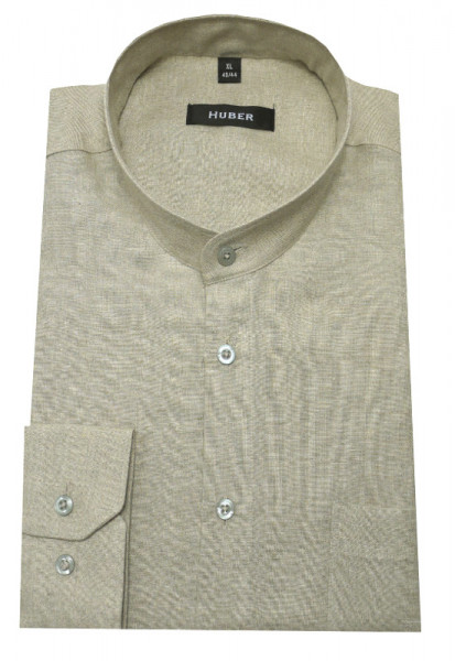 Stehkragen Leinen Hemd beige natur von HUBER